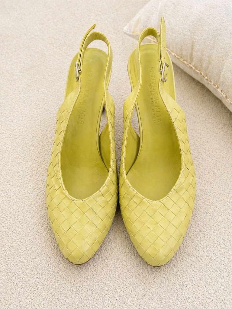 Bottega Veneta Intrecciato Woven Lambskin Slingback Heels